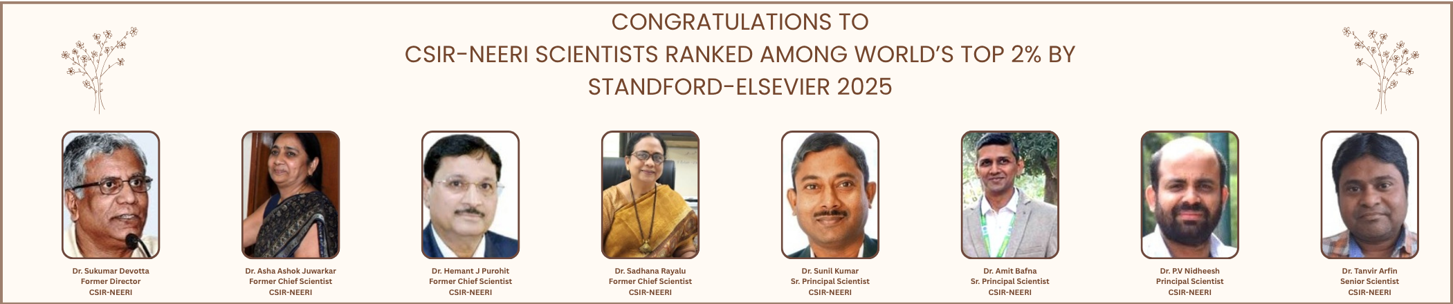 CSIR-NEERI scientists have been featured in the prestigious Stanford-Elsevier Global Database of Top-Cited Scientists 2025 Image
